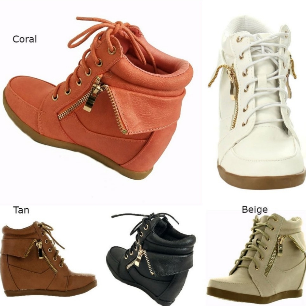 Girls Faux Leather Lace Up Wedge Platform …